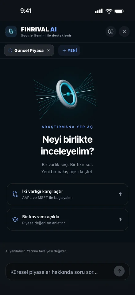 Google Gemini altyapılı Finrival AI: iki varlığı karşılaştırma ve kavram açıklama önerileri