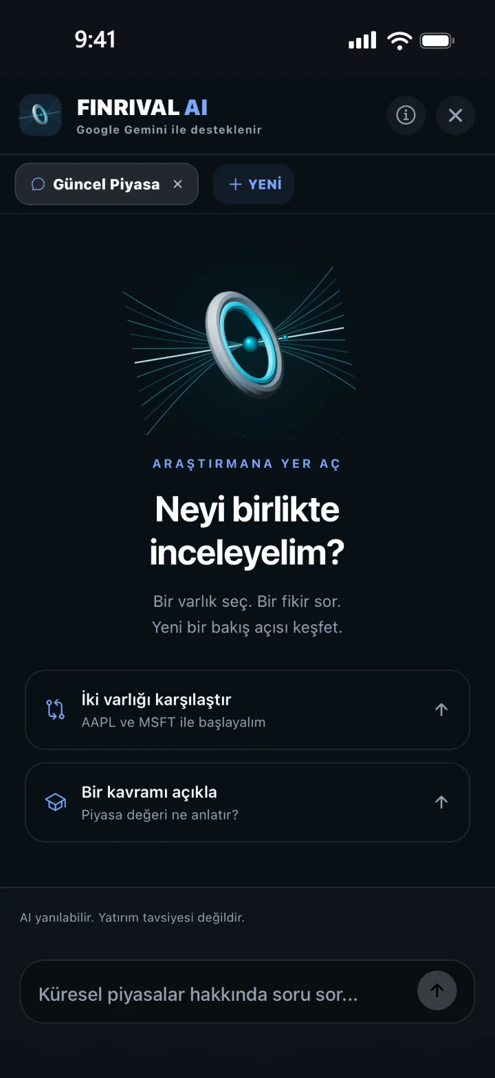 Google Gemini altyapılı Finrival AI: iki varlığı karşılaştırma ve kavram açıklama önerileri